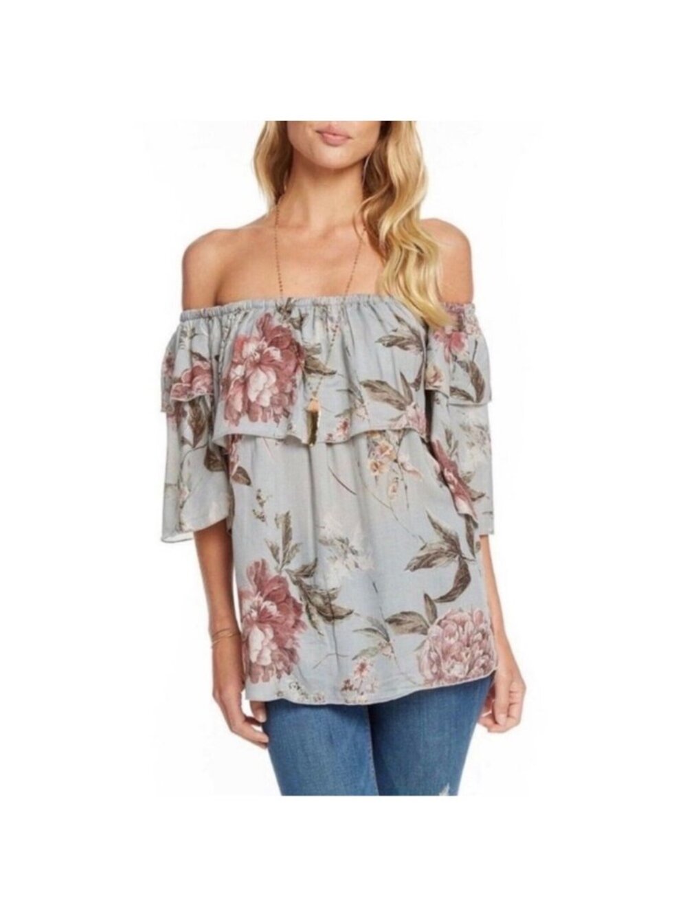 Boho Romantic Peasant Fairy Festival Coquette Heirloom Floral Top Small NWT